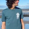 Organic cotton T-shirt, hand printed with original art of the barrel jellyfish