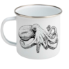 curled octopus enamel mug