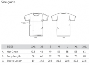 Unisex T-shirt Size guide