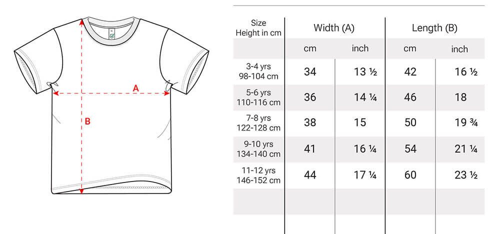 Children's T-shirt sizes