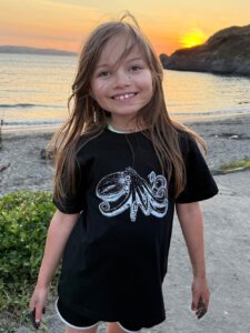 Childrens octopus t-shirt 100% organic cotton T-shirt hand printed with original octopus art