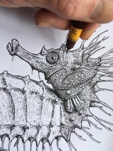 Hand drawn seahorse