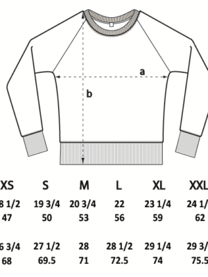 Raglan sleeve sweatshirt sizes