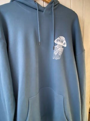 Jellyfish swims hoodie, hand screen printed with original jellyfish art