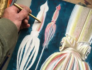 Giant squid print in progress