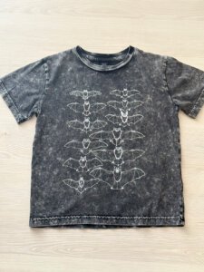 Children's Bats T-shirt, 100% organic cotton, hand printed with original bat art