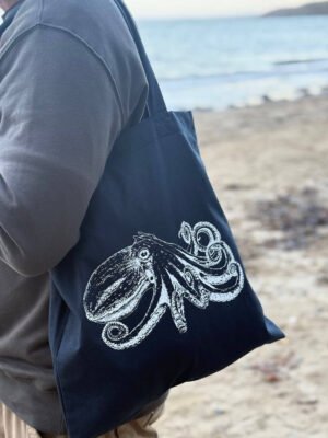 horned octopus tote bag