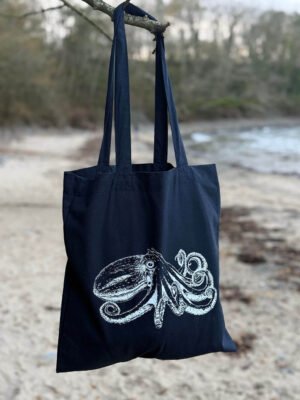 horned octopus tote bag