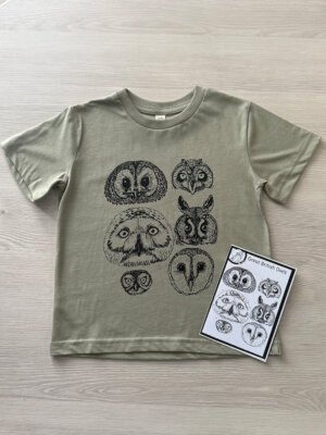 Children's owl t-shirt with information leaflet