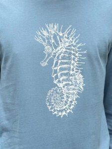 Long sleeve seahorse t-shirt close up