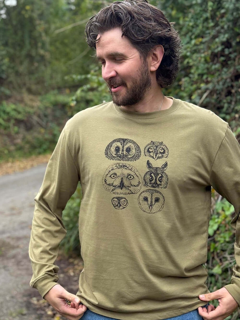 Owls Long sleeve t-shirt - khaki